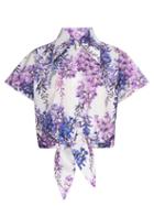 Dolce & Gabbana - Tie-front Floral-print Poplin Cropped Top - Womens - Purple Multi