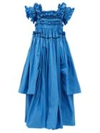 Matchesfashion.com Molly Goddard - Robby Frilled And Hand-smocked Taffeta Gown - Womens - Blue