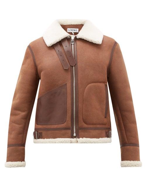 Matchesfashion.com Loewe - Shearling Aviator Jacket - Mens - Dark Brown