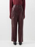 The Frankie Shop - Pernille High-rise Pleated Faux-leather Trousers - Womens - Burgundy