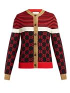 Matchesfashion.com Gucci - Gg Jacquard Cotton Cardigan - Womens - Navy Multi