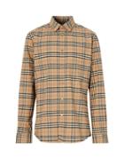 Mens Rtw Burberry - Simpson Check Twill Shirt - Mens - Beige