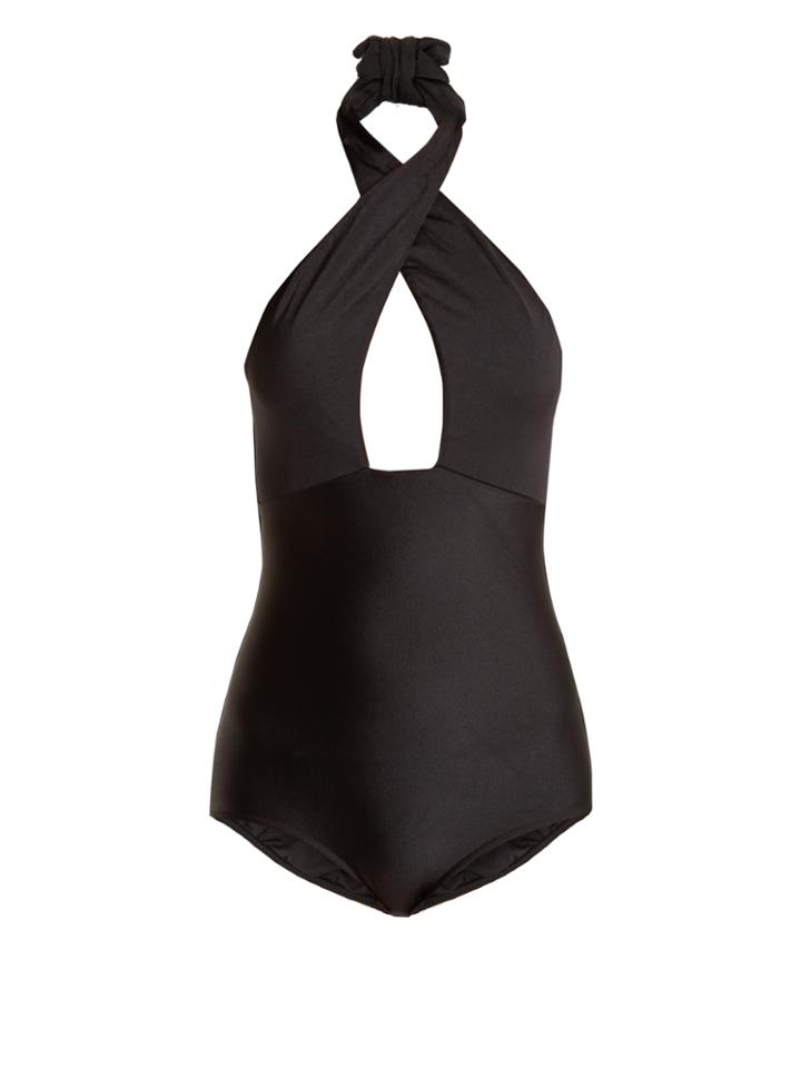 Adriana Degreas Halterneck Deep V-neck Swimsuit