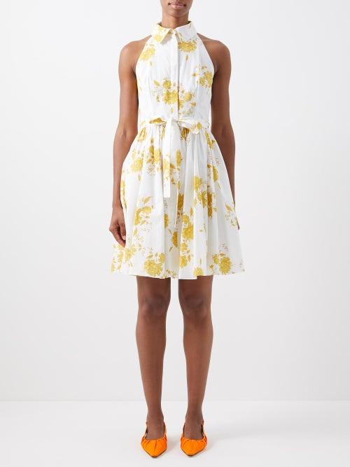 Emilia Wickstead - Toyah Floral-print Cotton-poplin Shirt Dress - Womens - Yellow Multi