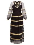 Matchesfashion.com Temperley London - Phantom Pleated Swiss Dot Maxi Dress - Womens - Black Gold