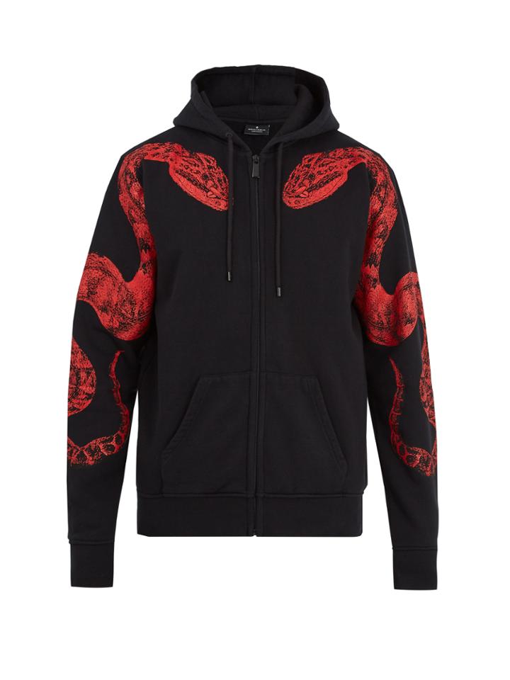 Marcelo Burlon Snake-print Cotton-jersey Hooded Sweatshirt