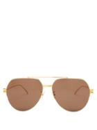 Matchesfashion.com Bottega Veneta - Aviator Metal Sunglasses - Mens - Brown