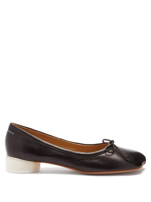 Matchesfashion.com Mm6 Maison Margiela - Block-heel Leather Ballet Pumps - Womens - Black
