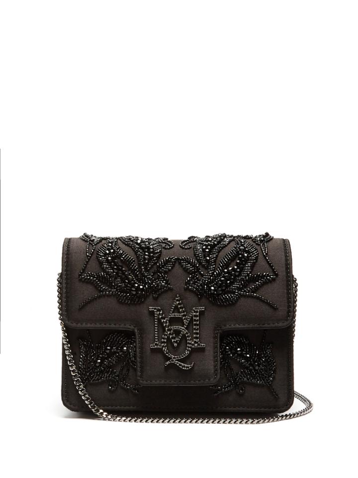 Alexander Mcqueen Insignia Embellished Satin Bag