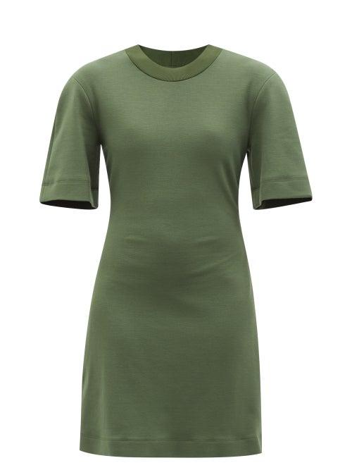 Alexander Mcqueen - Graffiti Logo-print Jersey T-shirt Minidress - Womens - Khaki Multi