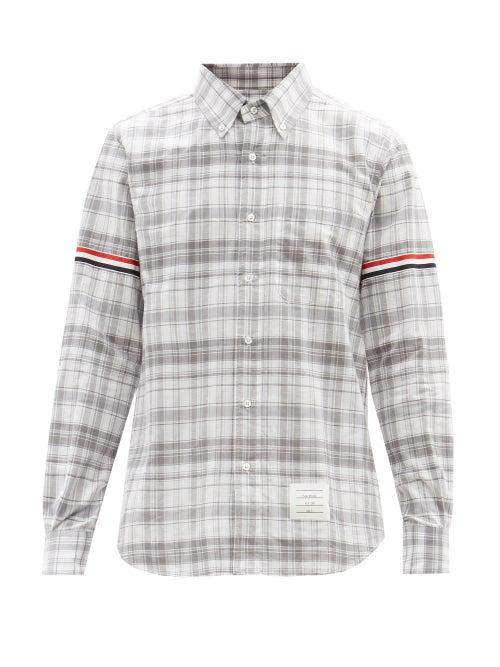 Thom Browne - Checked Cotton-poplin Shirt - Mens - Grey