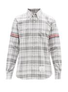 Thom Browne - Checked Cotton-poplin Shirt - Mens - Grey