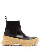 Matchesfashion.com Jil Sander - Leather And Scuba-jersey Ankle Boots - Womens - Black/white