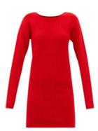 Christopher Kane - Cutout-back Ribbed-knit Wool-blend Mini Dress - Womens - Red