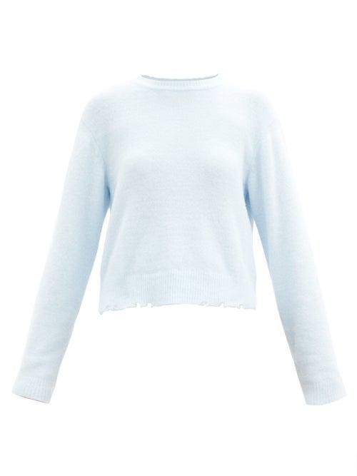 Matchesfashion.com Tibi - Fondue Distressed-hem Sweater - Womens - Blue