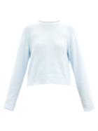 Matchesfashion.com Tibi - Fondue Distressed-hem Sweater - Womens - Blue