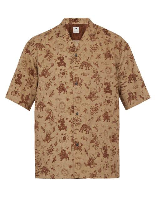 Matchesfashion.com Sasquatchfabrix - Old Nanpou Notch Collar Shirt - Mens - Brown Multi