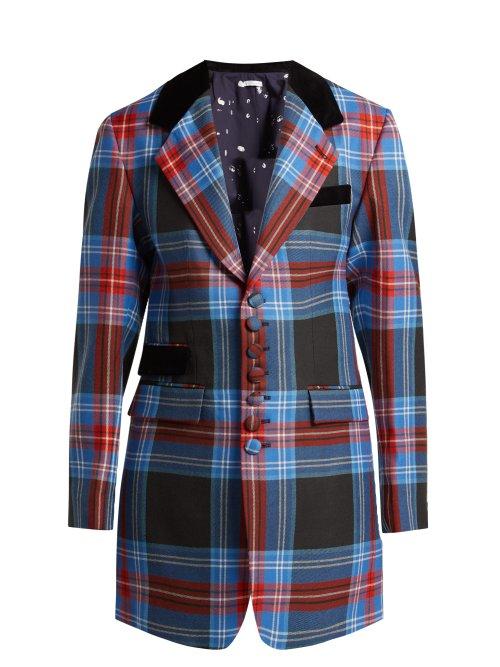 Matchesfashion.com Charles Jeffrey Loverboy - Tartan Wool Blazer - Womens - Blue Multi
