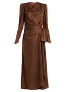 Matchesfashion.com Attico - Jacquard Midi Dress - Womens - Brown