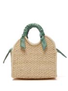 Matchesfashion.com Sensi Studio - Silk Scarf Straw Tote Bag - Womens - Light Green