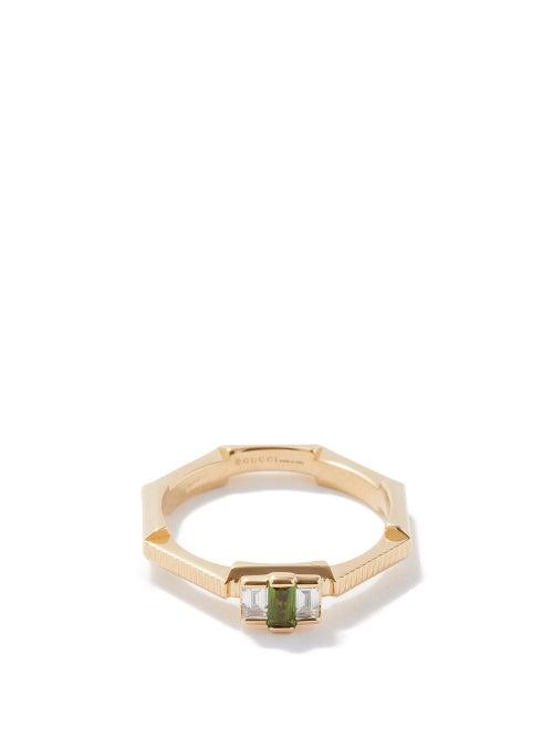 Gucci - Link To Love Diamond, Tourmaline & 18kt Gold Ring - Womens - Green