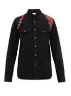 Matchesfashion.com Alexander Mcqueen - Tartan Harness Cotton Denim Shirt - Mens - Black