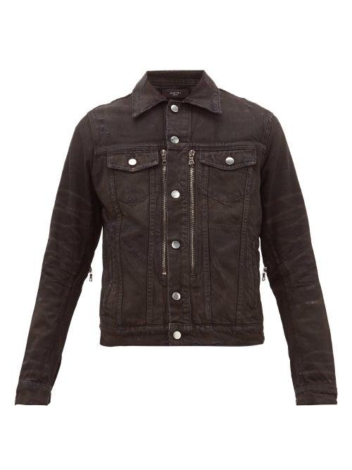 Matchesfashion.com Amiri - Mx2 Distressed Denim Jacket - Mens - Black