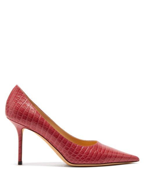 Matchesfashion.com Jimmy Choo - Love 85 Crocodile Embossed Leather Pumps - Womens - Pink