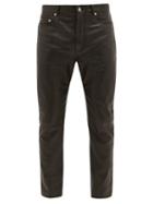 Matchesfashion.com Saint Laurent - Crinkled Leather Slim-leg Jeans - Mens - Black