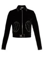 Saint Laurent Stud-embellished Cropped Velvet Jacket