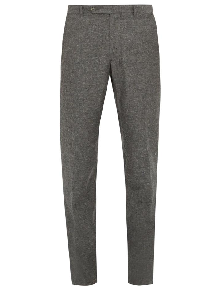 Boglioli Mid-rise Slim-leg Silk And Linen-blend Trousers
