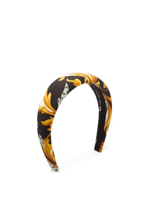 Matchesfashion.com Versace - Baroque-print Satin Headband - Womens - Black Multi