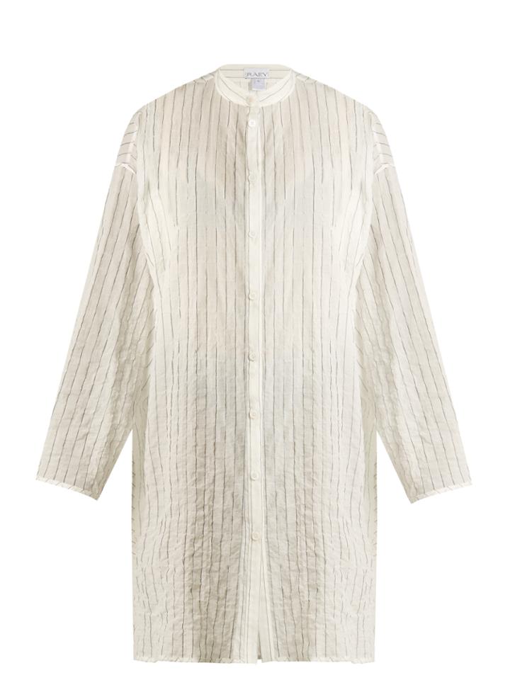 Raey Split-side Striped Sheer-cotton Shirtdress