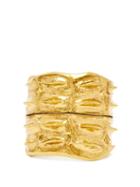 Matchesfashion.com Saint Laurent - Anamalier Crocodile Gold Tone Cuff - Womens - Gold