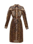 Matchesfashion.com Burberry - Costanza Animal-print Silk-crepe Shirt Dress - Womens - Brown Print