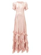 Matchesfashion.com The Vampire's Wife - The Sky Rocket Ruffled Metallic Dress - Womens - Pink