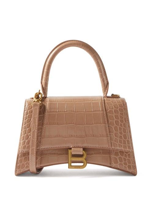 Balenciaga - Hourglass S Crocodile-effect Leather Bag - Womens - Nude