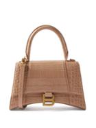 Balenciaga - Hourglass S Crocodile-effect Leather Bag - Womens - Nude