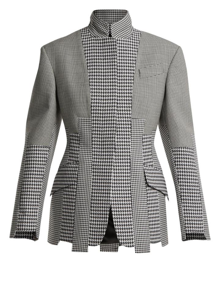 Alexander Mcqueen Panelled-houndstooth Wool Jacket