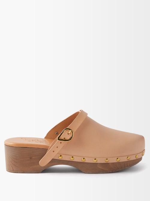 Ancient Greek Sandals - Leather Clogs - Womens - Beige