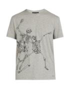 Matchesfashion.com Alexander Mcqueen - Skeleton Print Cotton Jersey T Shirt - Mens - Grey