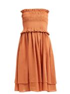 Matchesfashion.com Loup Charmant - Corolla Shirred Cotton Dress - Womens - Dark Orange