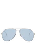 Matchesfashion.com Cartier Eyewear - Premire De Cartier Silver Tone Metal Sunglasses - Womens - Blue Silver