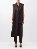 Alexander Mcqueen - Long Asymmetric Wool Grain De Poudre Gilet - Womens - Black