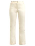 Matchesfashion.com Valentino - Mid Rise Wool Blend Flared Trousers - Womens - Ivory