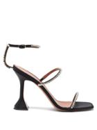 Ladies Shoes Amina Muaddi - Gilda Crystal-embellished Silk-satin Sandals - Womens - Black
