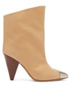 Matchesfashion.com Isabel Marant - Lapee Metallic-toecap Leather Ankle Boots - Womens - Light Tan
