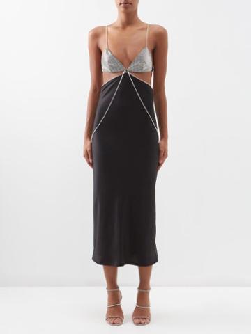 Dodo Bar Or - Beatrice Crystal-embellished Silk Slip Dress - Womens - Black Silver