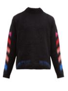 Matchesfashion.com Off-white - Logo Intarsia Mohair Blend Sweater - Mens - Black Multi