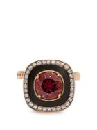 Selim Mouzannar Diamond, Rhodolite, Enamel & Pink-gold Mina Ring